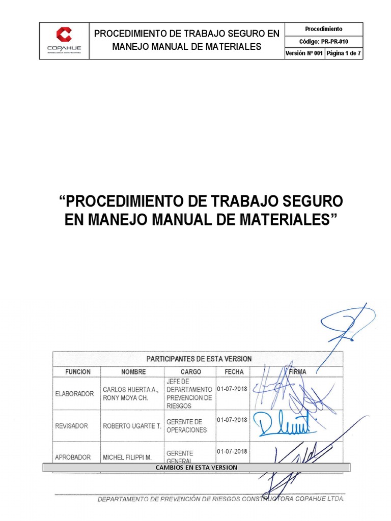Pr-pr-10. - Proced Manejo Manual de Materiales | PDF | Sectores Economicos