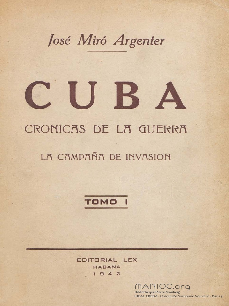 Cronicas de La Guerra Jose Miro Argenter PDF Cuba España