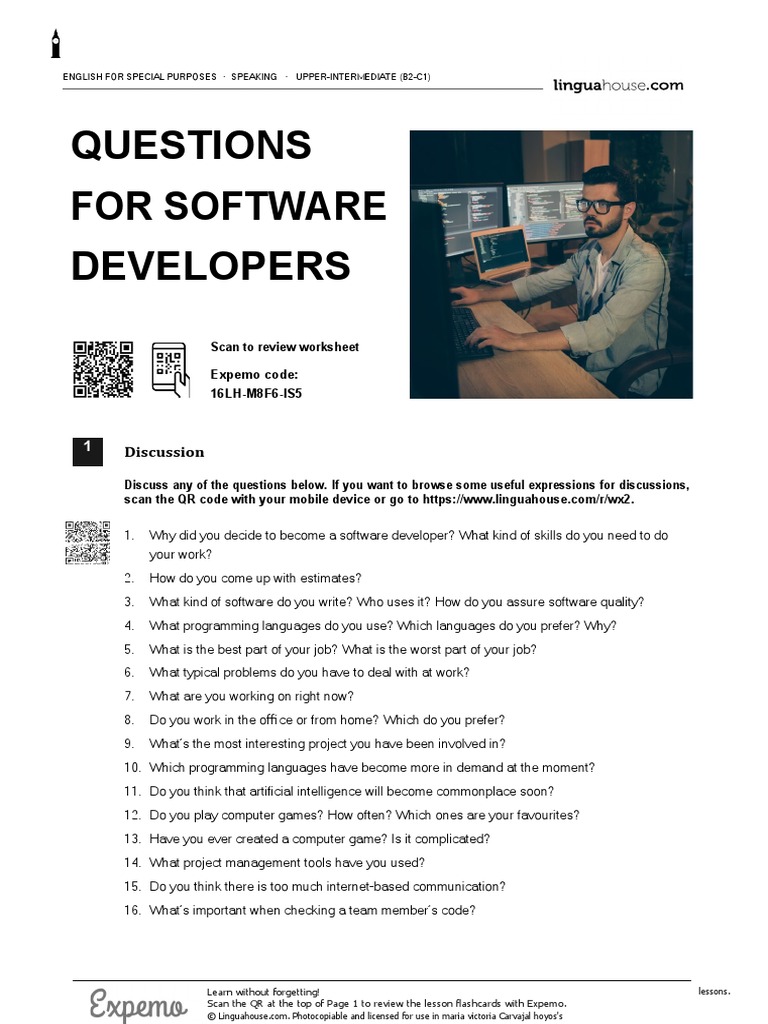 Questions For Software Developers British English Student BW | PDF