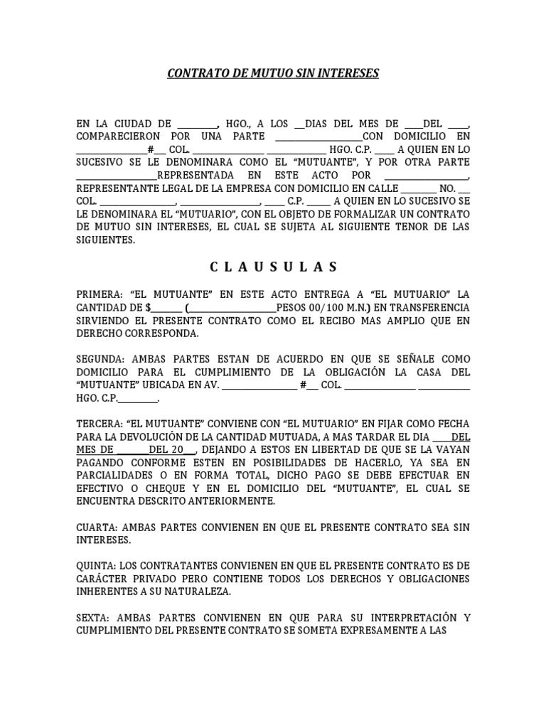Contrato de Mutuo Sin Intereses | PDF | Justicia | Crimen y violencia