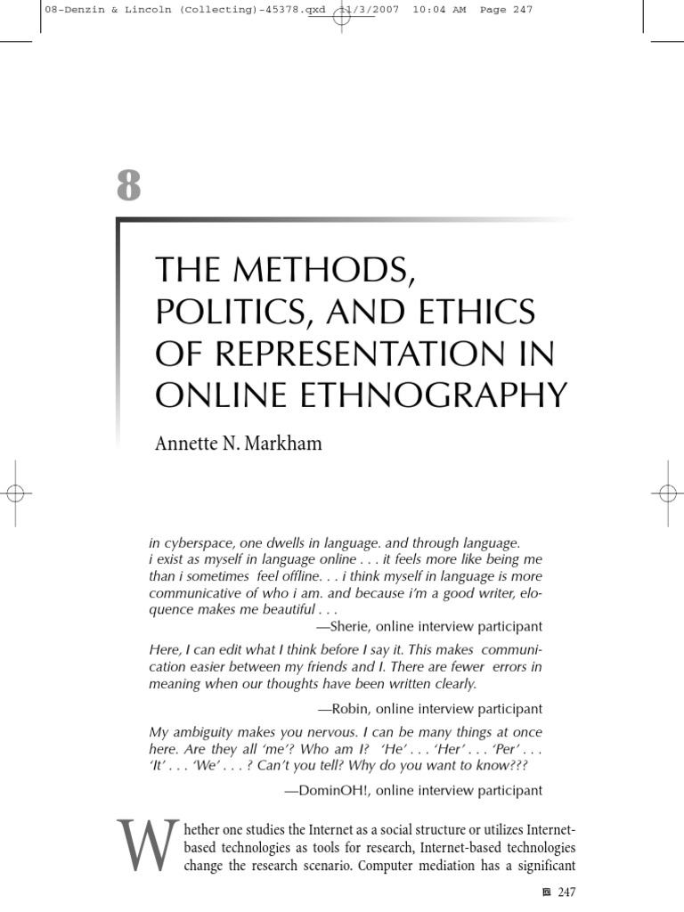 Representation in Online Ethnography | PDF | Ethnography | Qualitative ...