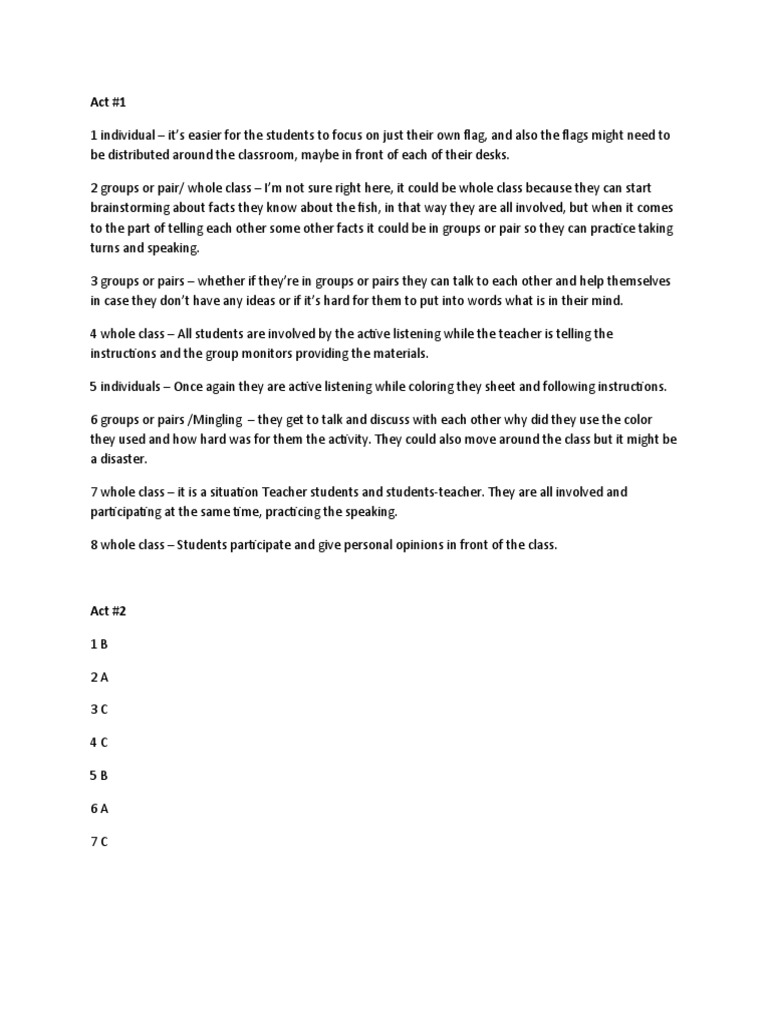 Classroom Activity Engagement Strategies | PDF