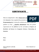 Certificate: Pillai College of Arts, Commerce & Science