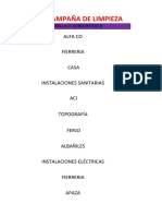 Rol de Campaña de Limpieza 15-11-21