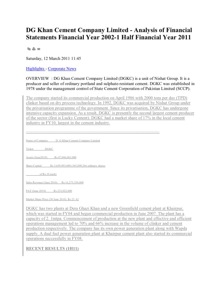 DG Khan Cement Company Limited PDF Revenue Taxes