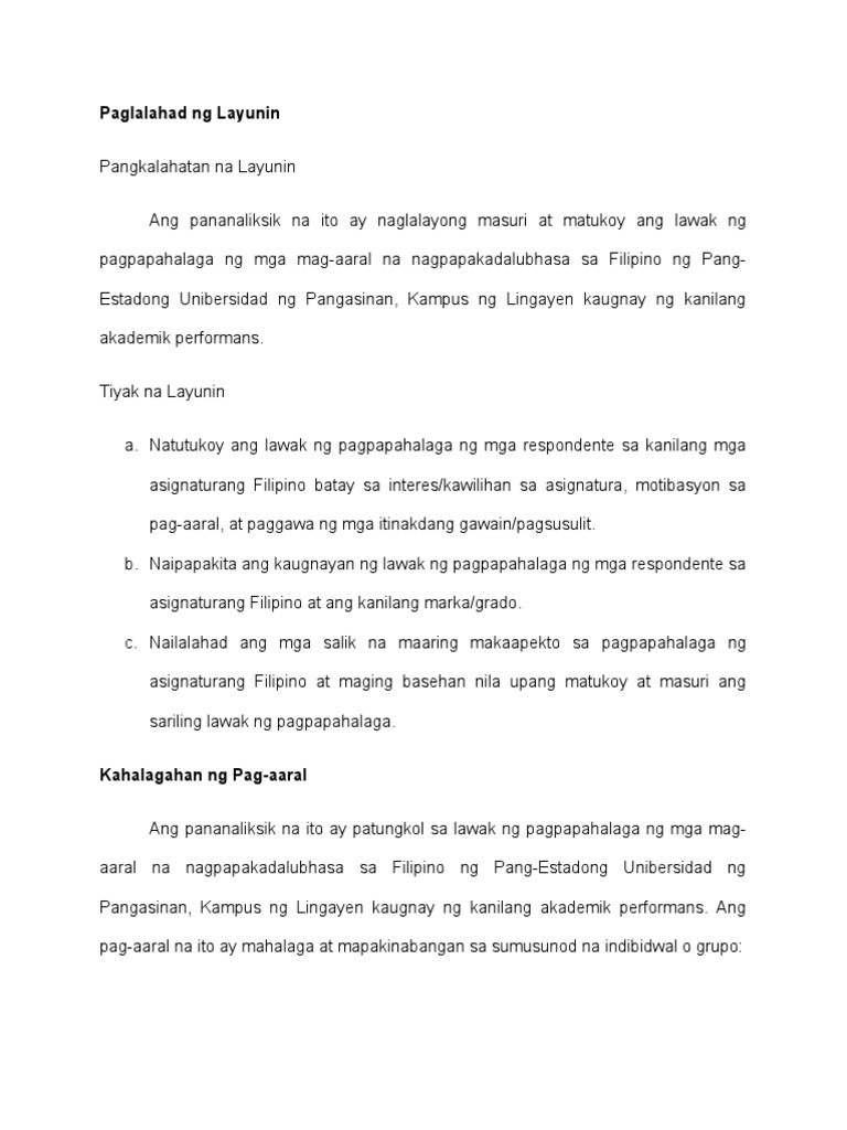 Layunin at Kahalagahan NG Pag-Aaral | PDF