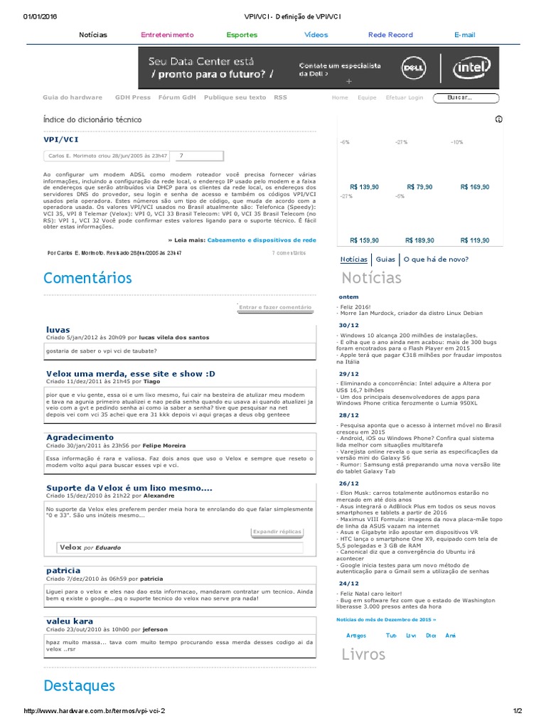 VPI VCI Definição de VPI VCI PDF Informática Arquitetura de