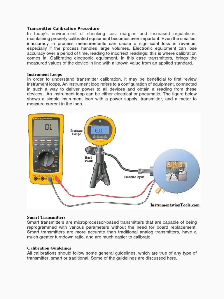 Transmitter Calibration Procedure PDF Calibration Accuracy And
