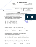 Teste de Matemática 10o Ano - 2o Período 2016/2017