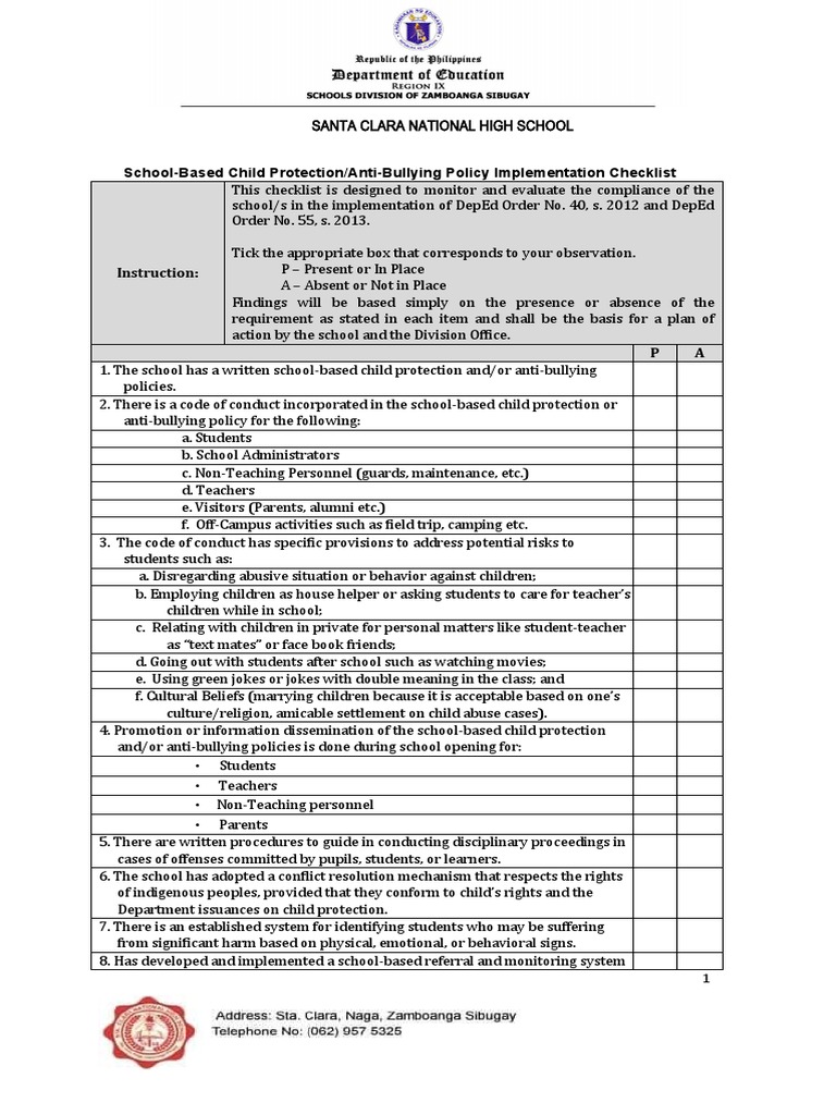 Santa Clara National High School SchoolBased Child Protection/Anti