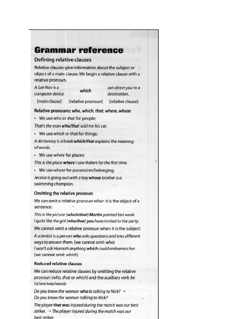 Defining and Non Defining Relative Clauses | PDF
