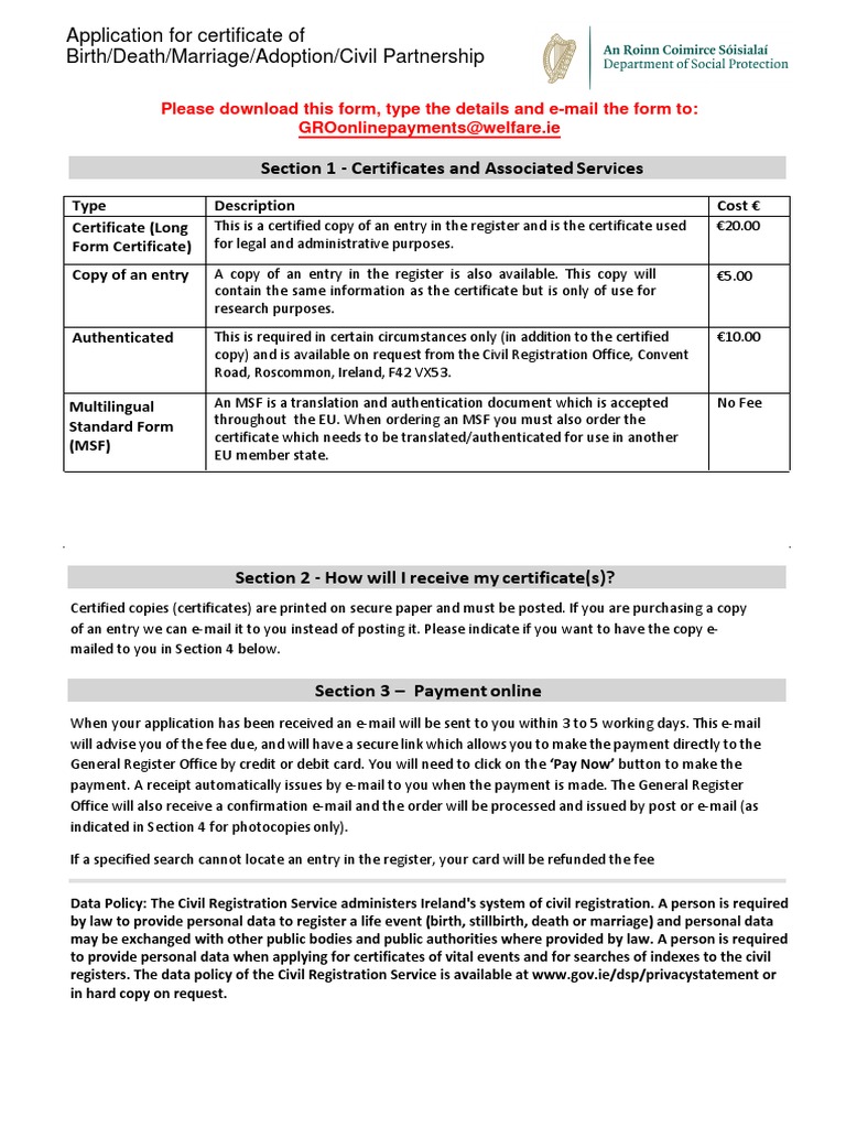 Section 1 - Certificates and Associated Services | PDF | Birth Certificate