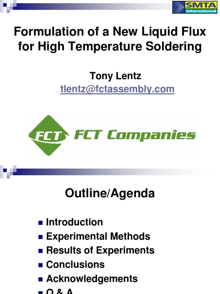 Formulation of A New Liquid Flux For High Temperature Soldering PDF Soldering Materials