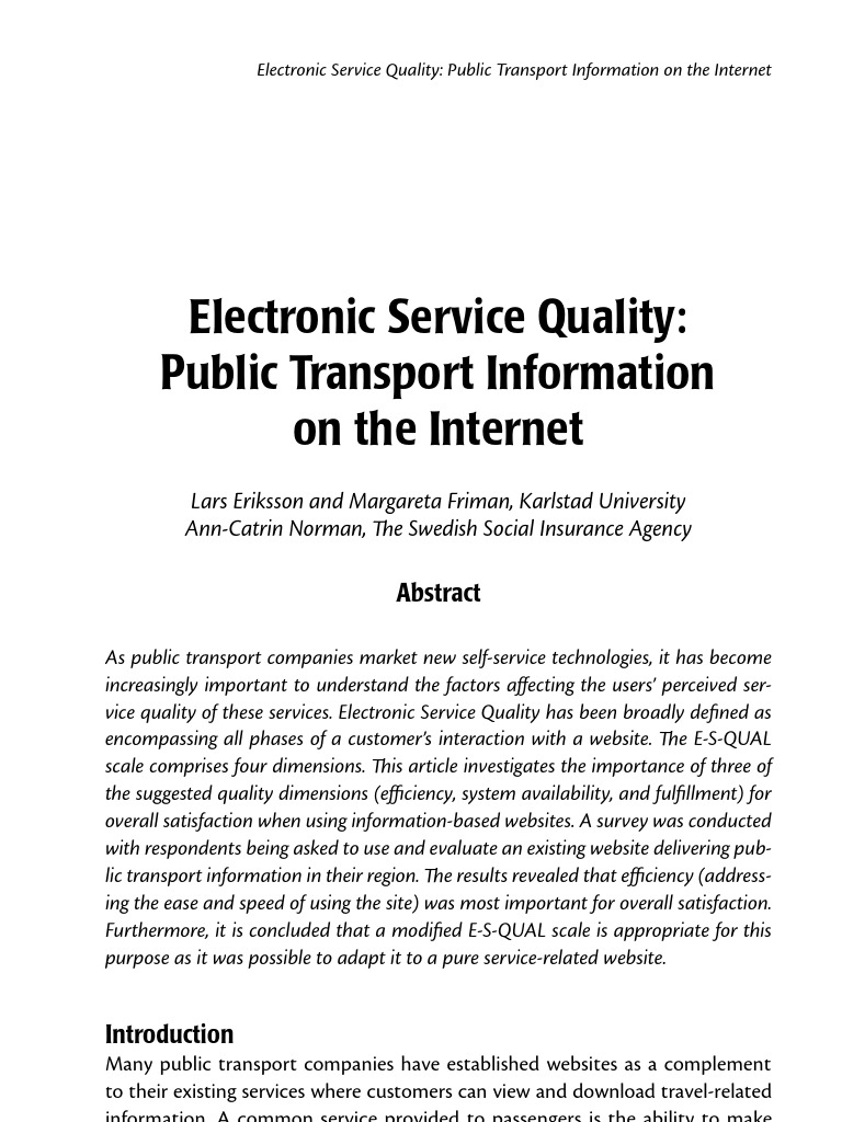 Electronic Service Quality PDF Usability Correlation And Dependence