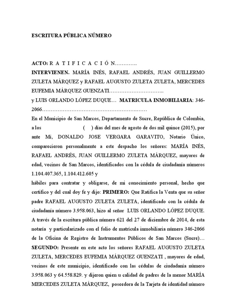 Escritura de Ratificacion | PDF