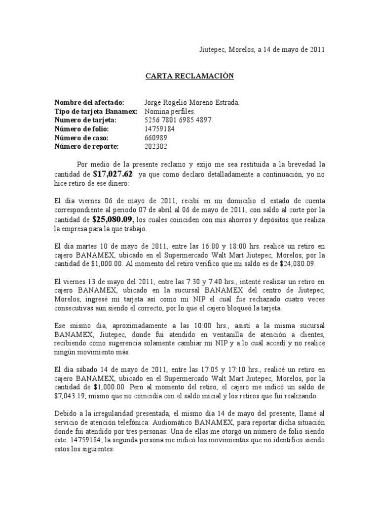 Carta Reclamaciòn  PDF