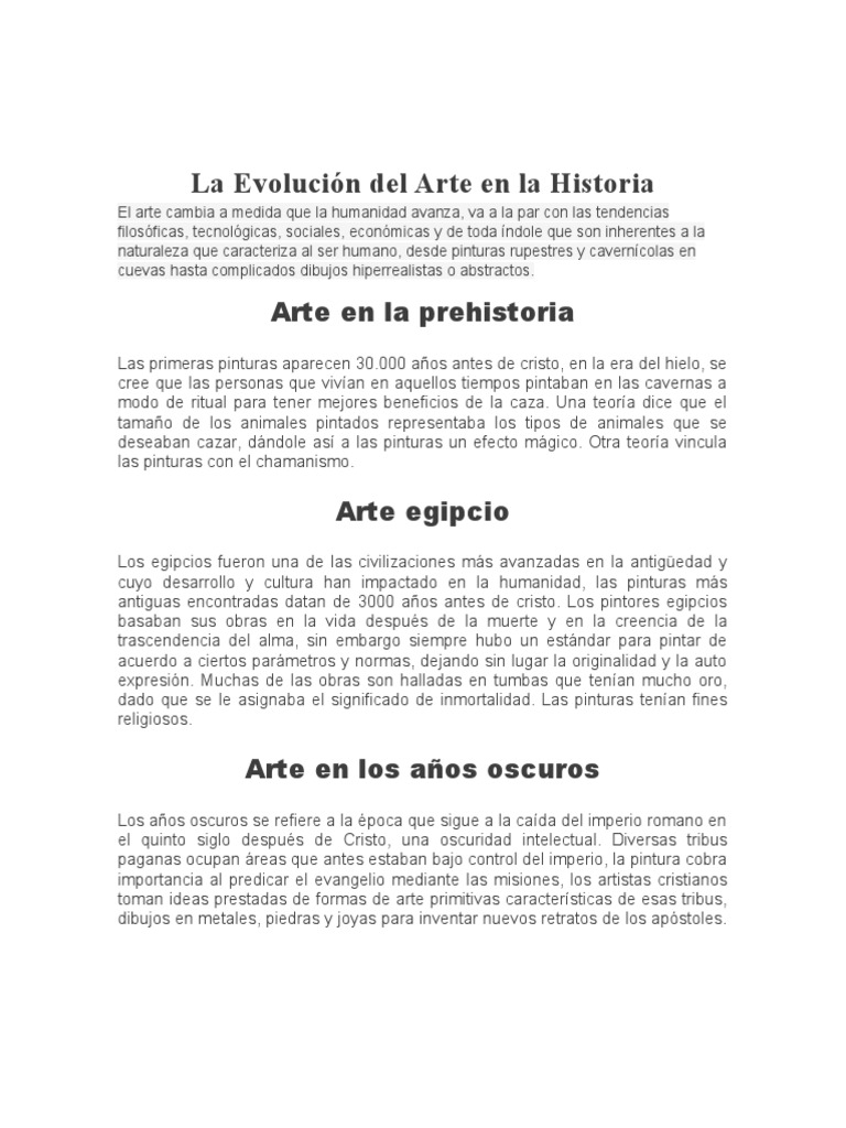 Evolución del Arte a través de la Historia | PDF | Pinturas | imperio ...