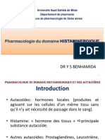 Pharmaco du domaine  histaminergique
