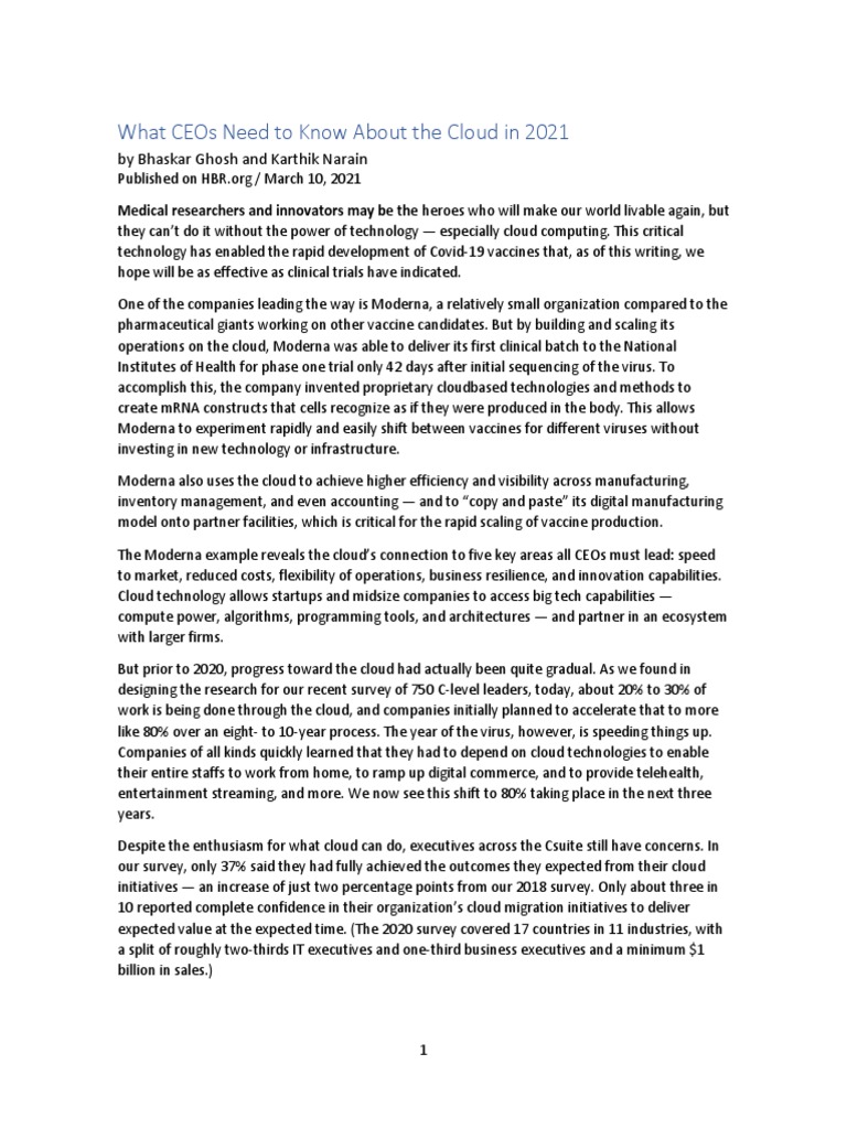 CEOs Guide to Cloud Adoption in 2021 | PDF | Cloud Computing | Platform ...
