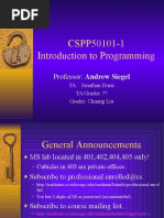 CSPP50101-1 Introduction To Programming: Professor: Andrew Siegel