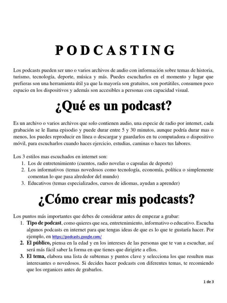 Guía para Crear Podcasts Exitosos | PDF | Podcast | Informática