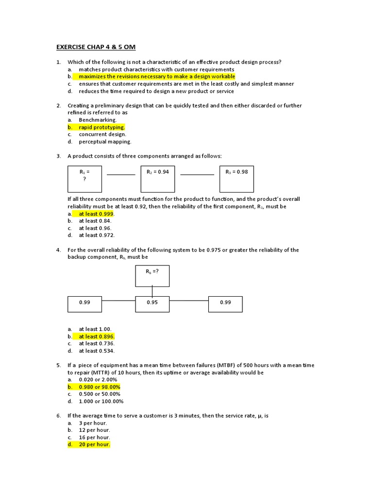 Exercise Chap 4 & 5 Om | PDF | Reliability Engineering | Computing