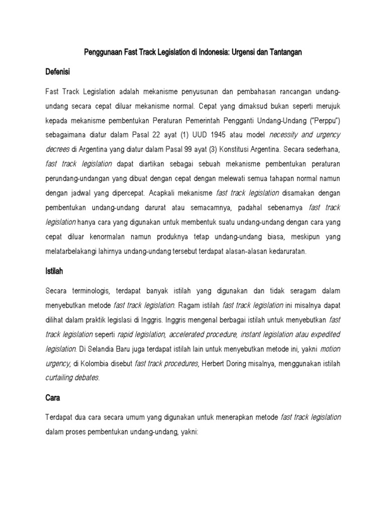 Fast Track Legislation PDF