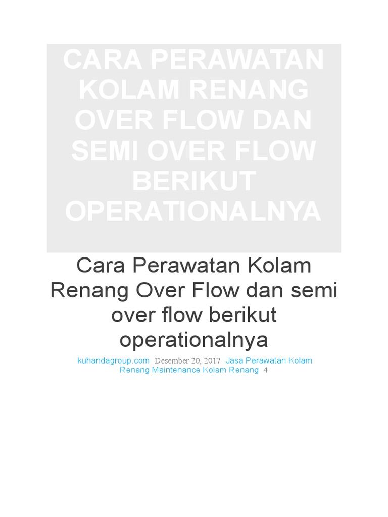 Panduan Perawatan Kolam Renang Over Flow | PDF