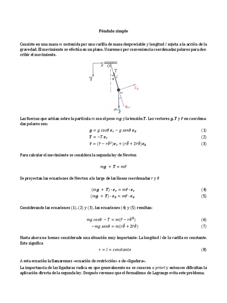 Ecuaciones del Péndulo Simple | PDF | Péndulo | Integral