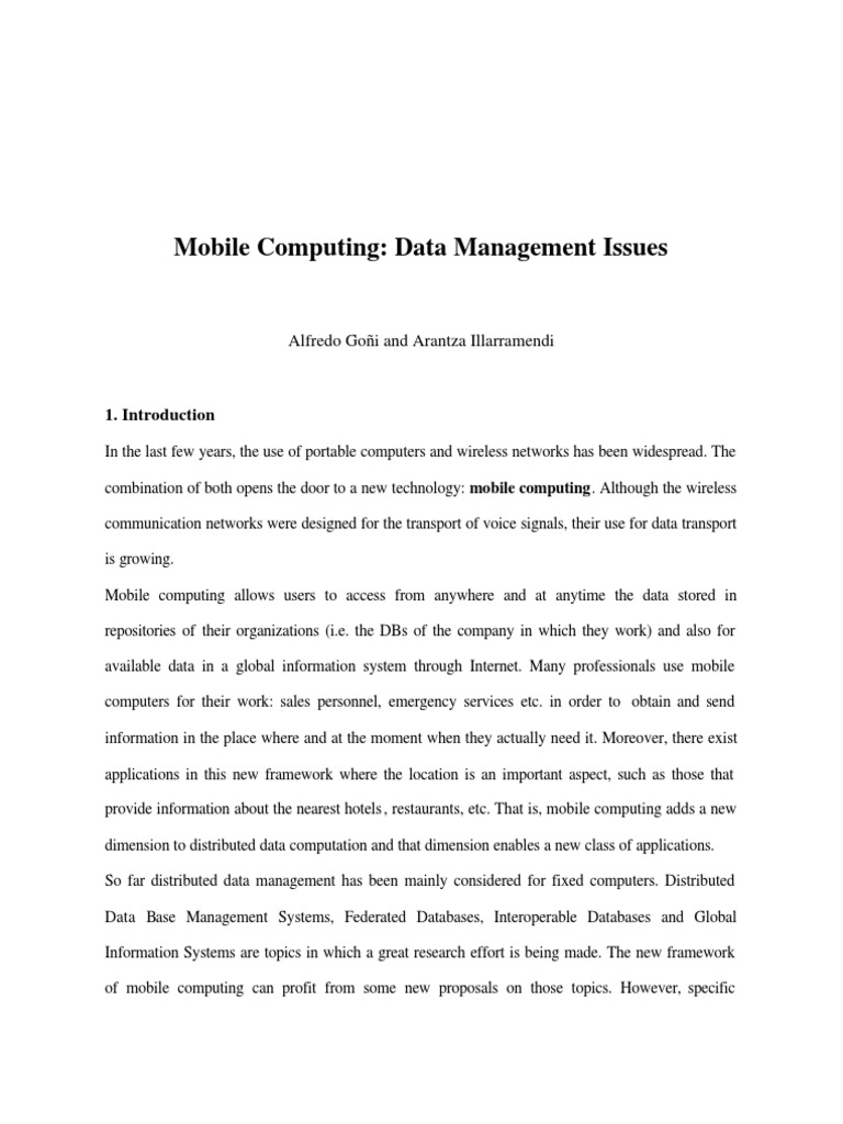 Mobile Computing: Data Management Insights | PDF | Cellular Network ...