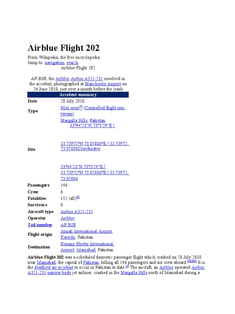 Airblue Flight 202 PDF Aviation Safety Aviation