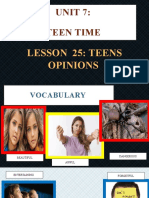 Unit 7: Teen Time: Lesson 25: Teens Opinions