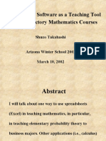 Spreadsheet Software As A Teaching Tool For Introductory Mathematics Courses
