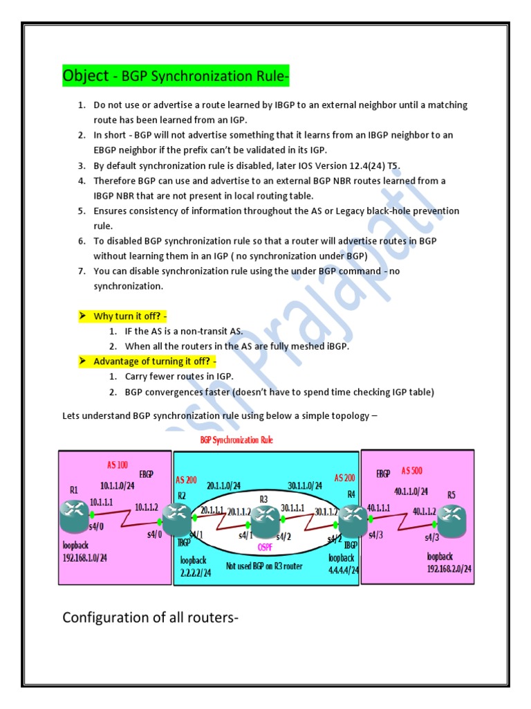 BGP Synchronization Rule Explained | PDF | Router (Computing) | Internet