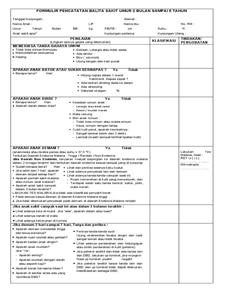 Formulir MTBS untuk Balita Sakit | PDF