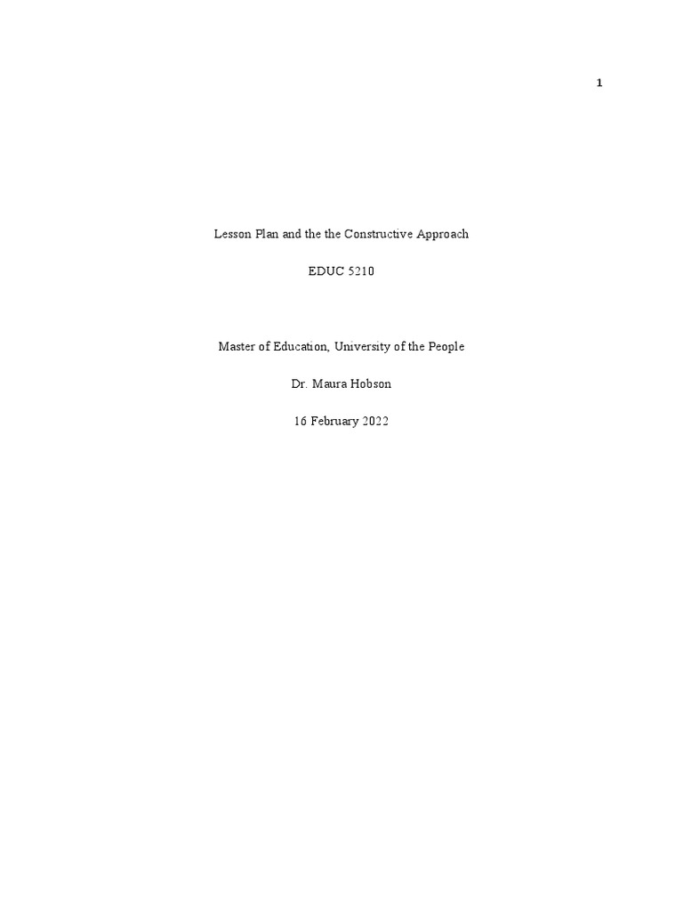 5210 Unit 3 Writing Assignment | PDF | Lesson Plan | Constructivism ...