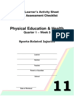 Physical Education & Health: Learner's Activity Sheet Assessment Checklist