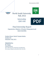 North South University Fall, 2022: Internship ENV 498