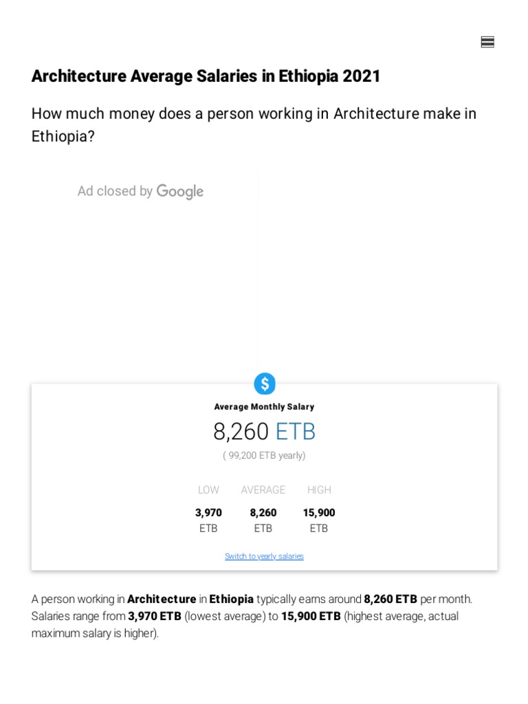 Architecture Average Salaries in Ethiopia 2021 The Complete Guide PDF