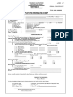 Taxpayer Information Sheet: BIR Form No. April 2006