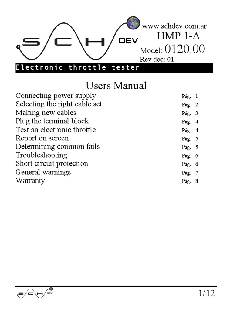 Hmp 1 A Electronic Throttle Tester Pdf Throttle Electrical Connector