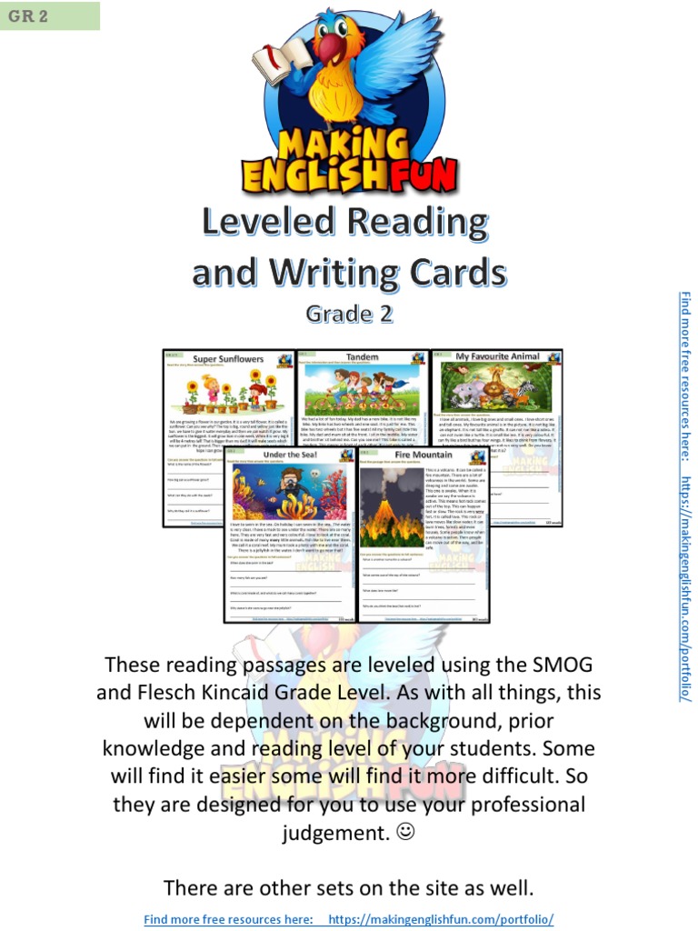 Reading and Writing Comprehension Grade 2 Set 2 PDF