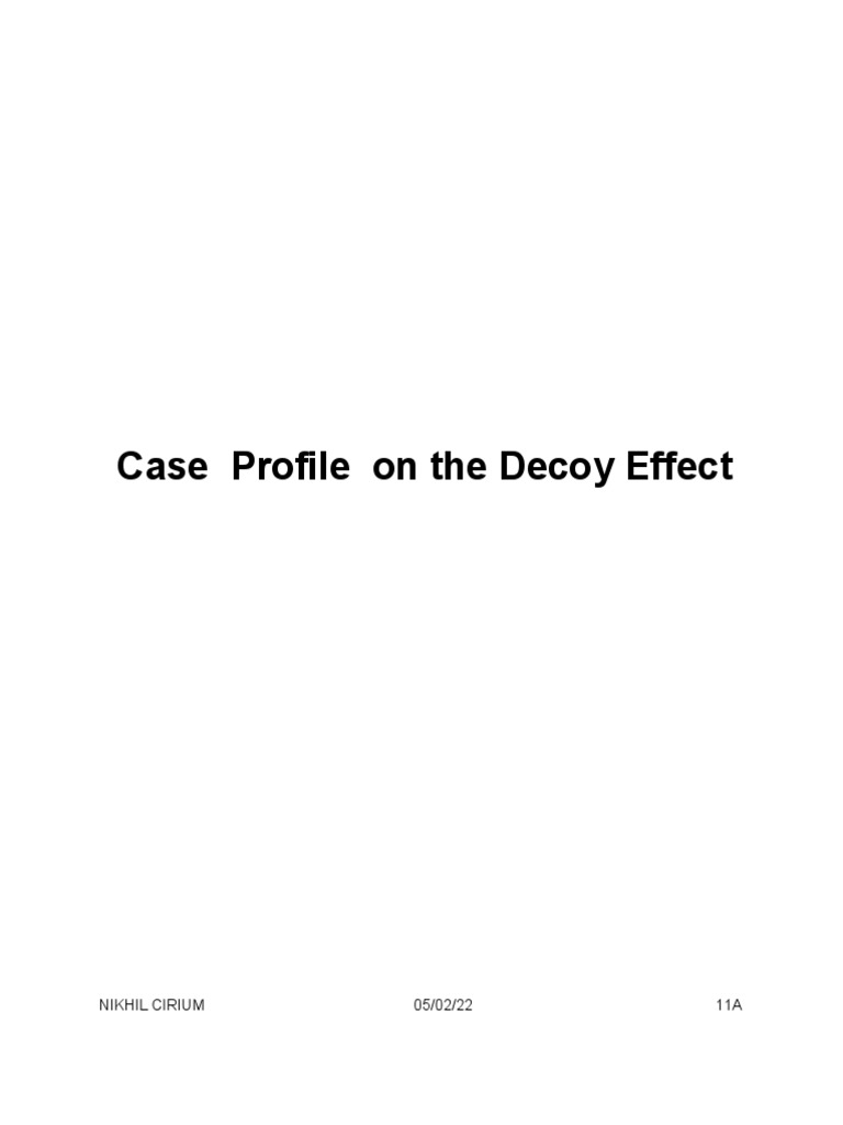 Case Study On The Decoy Effect PDF Cognitive Science The Economist