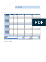 Employee Timesheet Record: Date Start Finish Peak Hours (Paid) Outside Peak Hours Weekends Incentives