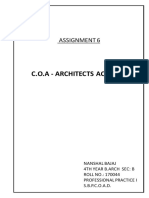 C.O.A - Architects Act 1972: Assignment 6
