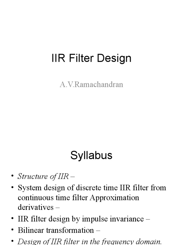 Unit3 IIR Design PDF Digital Signal Processing Mathematical Analysis