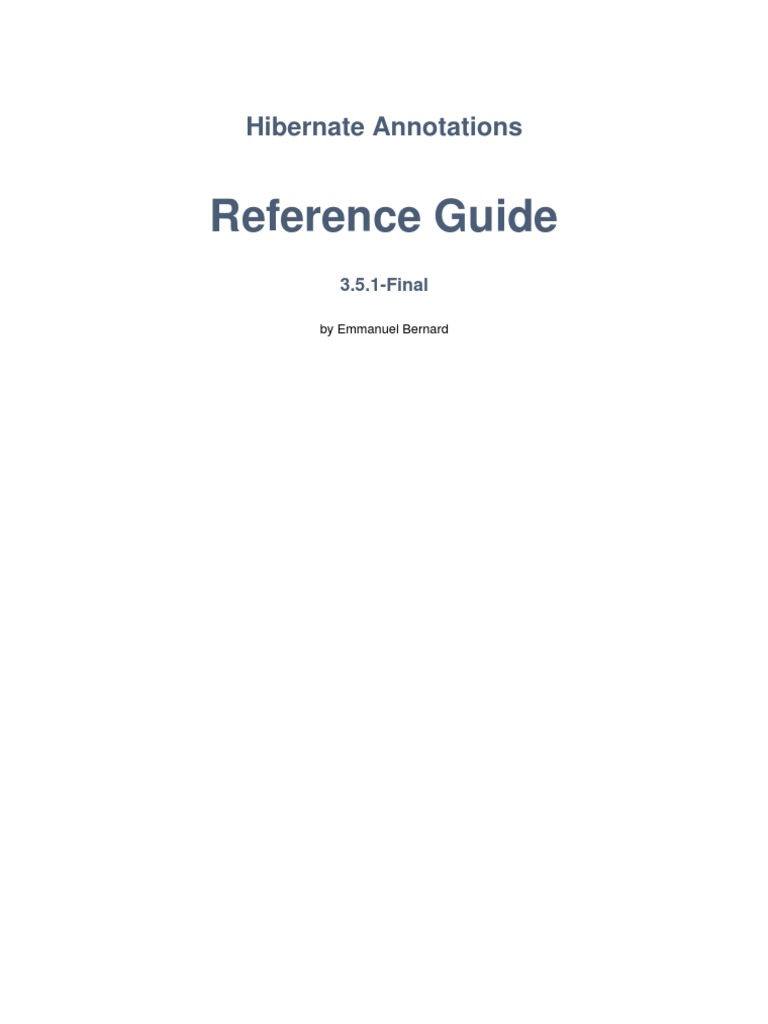 Hibernate Annotations Reference