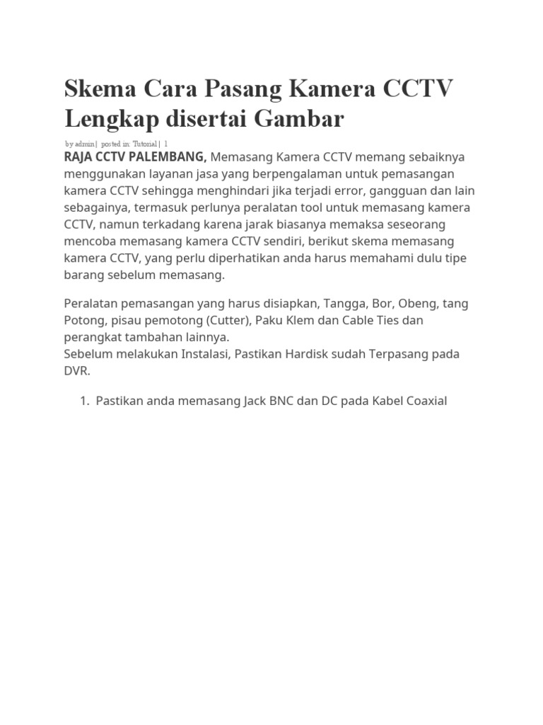 Skema Cara Pasang Kamera CCTV Lengkap Disertai Gambar | PDF