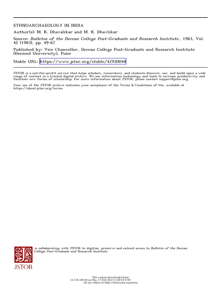 Ethnoarchaeology in India | PDF | Archaeology