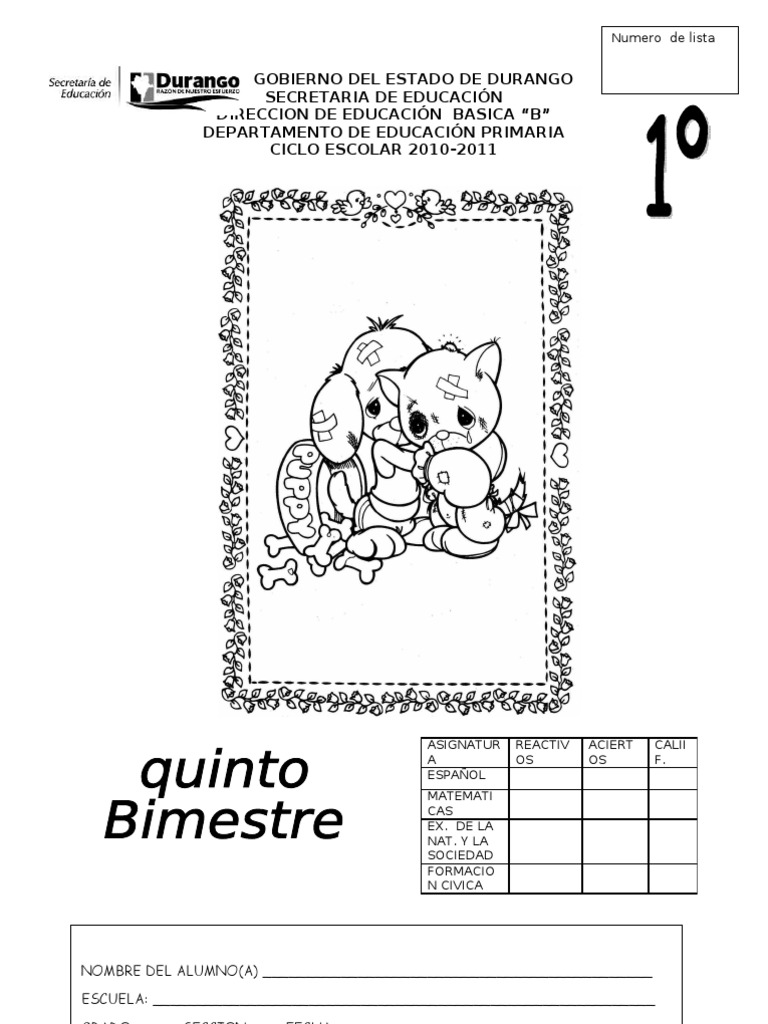 Español v bimestre worksheet